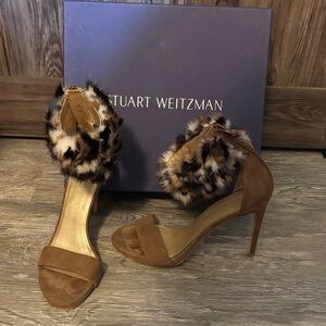 Stuart Weitzman Tan and Leopard Heels